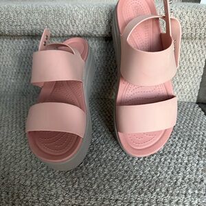 Crocs Pink Platform Sandals